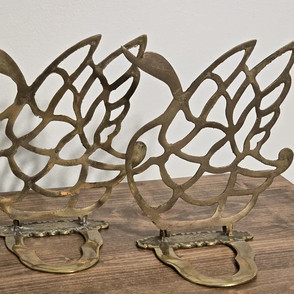 🤩Host Pick❤️Vintage Brass Swan Cut-Out Book Ends Made In Korea - Picture 7 of 13